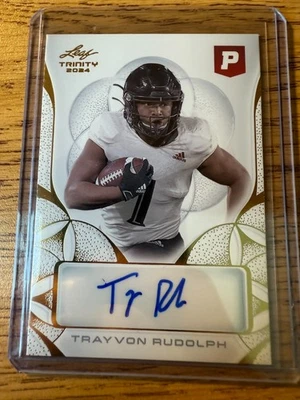 Tarjeta firmada con autógrafo de Trayvon Rudolph 2024 Leaf Trinity Foto 1 de 2