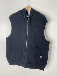 Polo Ralph Lauren Weste Herren XL schwarz Stepp Sweatshirt Waffel gefüttert Hoodie - Bild 1 von 9