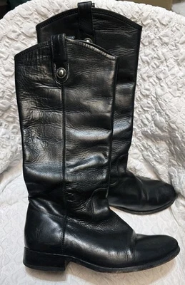 Botas hasta la rodilla Frye Melissa Botón Cuero Negro EE. UU. 8.5 B 77167 Foto 1 de 4