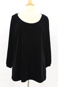 Túnica de terciopelo elástico para mujer J. Jill XL negra manga 3/4 minimalista modesta - Imagen 1 de 9