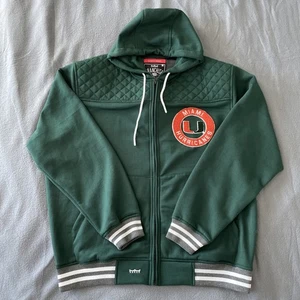 Miami Hurricanes Coat Mens Sz XL Quilted Embroidered Varsity Green Orange Canes - Picture 1 of 13