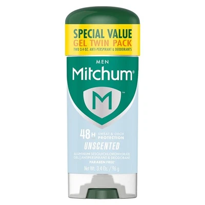 PACK DOBLE Mitchum Hombres Antitranspirante Gel Desodorante Triple Defensa de Olores Sin Perfume Foto 1 de 4