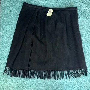 Vintage Neiman Marcus Skirt Wool And Cashmere Fringe Size 16 - Picture 1 of 6
