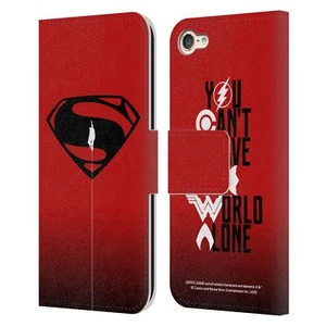 JUSTICE LEAGUE MOVIE SUPERMAN LOGO ART LEATHER BOOK CASE FOR APPLE iPOD TOUCH - Picture 1 of 8