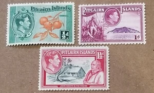Scott Pitcairn Islands 1 2 3 1940 Postage Stamp Set Mint Hinged OG - Picture 1 of 2