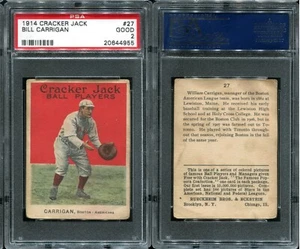 1914 Cracker Jack #27 Bill Carrigan ~~ PSA 2 ~~ Boston Americans - Picture 1 of 1