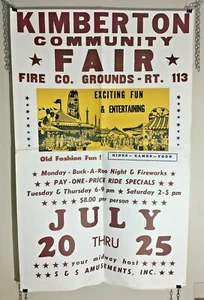 Vintage Original 1970s Kimberton Community Fair Poster Route 113 Carnival Fair - Picture 1 of 5
