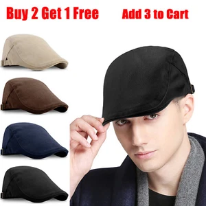 Men Adjustable Flat Duckbill Cap Gatsby Ivy Irish Newsboy Cabbie Golf Driver Hat - Picture 1 of 60