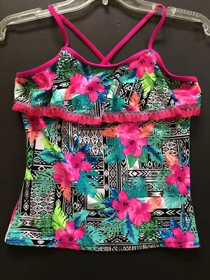 Camiseta Tankini Tropical Arizona Niñas Nueva Sin Etiquetas con Flecos Rosa (XL-16) Foto 1 de 4