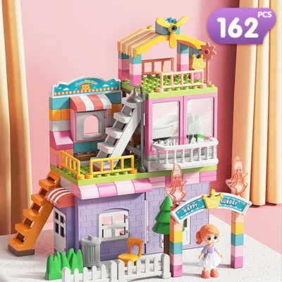 Girls Big Particle Blocks Marble Race Run Slide Big Size Blocks City Blocks Hous - Image 1 of 4