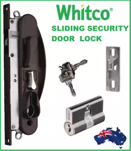 Whitco W865317 Sliding Security Screen Door Lock Leichhardt Black with Cylinder - Picture 1 of 6
