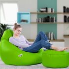 Bean Bag Leather Chair cover With Foot Rest cover without Beans Size 4XL Green