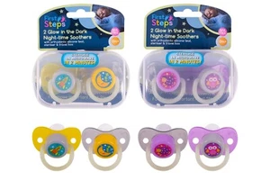 2 SOOTHERS NIGHT TIME STERILISER MICROWAVE TRAVEL BOX GLOW IN DARK BPA FREE 0+ - Picture 1 of 2