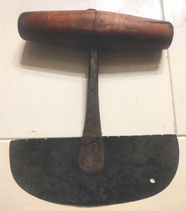 Antique Hand Forged Steel with Wooden Handle Dough, Cheese Cutter Works Great - Picture 1 of 10
