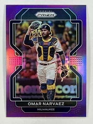 Omar Narvaez 2022 Panini Prizm - Purple Prizms #217 Milwaukee Brewers - Image 1 of 3