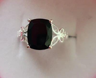Thai Black Tourmaline  925 Silver Ring - Size 6-3.5 ctw - Image 1 of 2