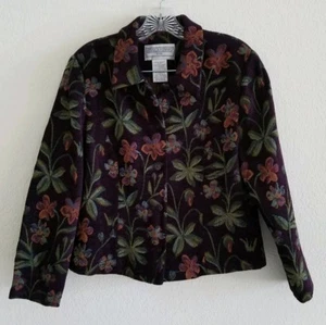 Jessica Howard blazer jacket womens size 12 petite purple floral button front - Bild 1 von 6