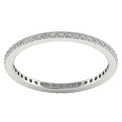 14K White Yellow Gold Eternity Wedding Ring Natural Diamond VVS1 E 0.60Ct 1.70MM - Image 1 of 4