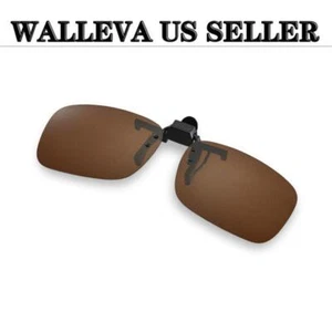 New Walleva Polarized Brown Clip-on Flip-up Sunglasses Lenses - Picture 1 of 6
