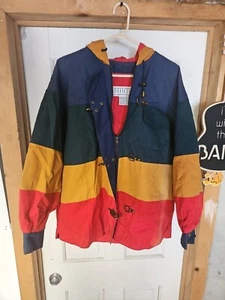 VTG BB Dakota Men's S Striped Mulitcolor Jacket Cotton Hook Toggles 90s - Picture 1 of 10
