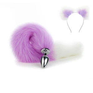Bondage SM Set Butt Tail Anal Metal Plug Cute Fox Ears Headband Cosplay Sex Toys - Picture 1 of 30
