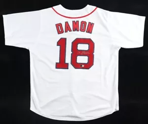 Johnny Damon Signed Boston Red Sox Home Jersey (Beckett) 2xSeries Champ 04 & 09 - Picture 1 of 7