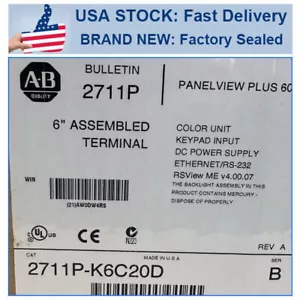 2711P-K6C20D AB PanelView Plus 600 EtherNet KEYPAD DISPLAY HT Free Shipping - Picture 1 of 7