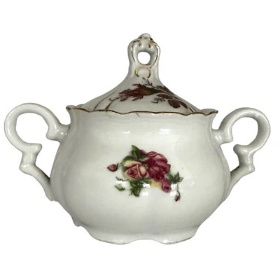 Azúcar floral porcelana blanca vintage con tapa Foto 1 de 4
