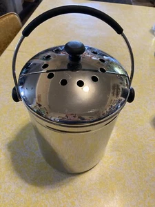 NORPRO,  1 + Gallon Stainless Steel-Indoor Compost Pail Bin-12 Hole-filter-clean - Picture 1 of 10