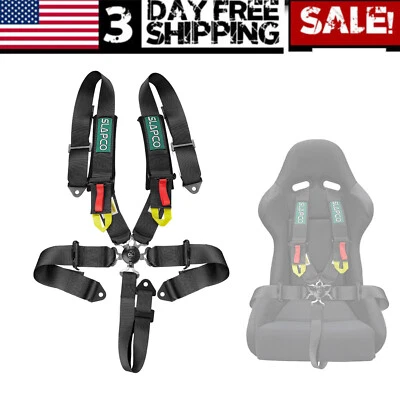 5 Point Racing Seat Belt Harness Snap-On With Camlock Black Universal ATV UTV - Image 1 of 4