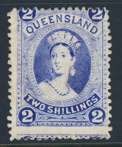 QUEENSLAND AUSTRALIA QV 1886 Two Shillings Blue P.12 Wmk Crown over Q SG 157 MNG - Picture 1 of 2