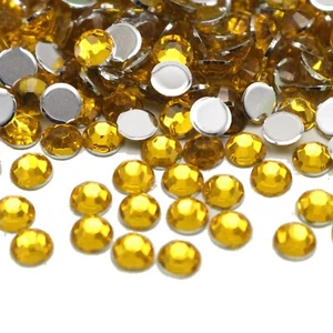 2000 Gold Crystal Acrylic Round Faceted Flatback Rhinestone Gem 4mm SS16 Nail - Picture 1 of 7