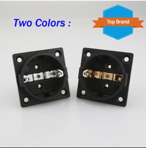 Gold /Rhodium Plated Electrical Socket, Type F - German Schuko, Panel Mount - Picture 1 of 24