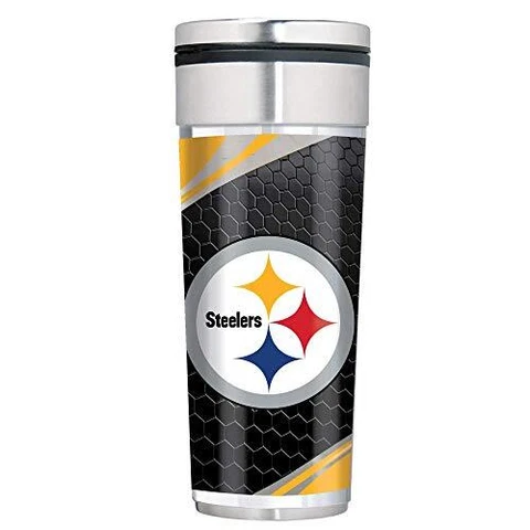 NFL Steelers BIG SLIM 22 oz Stainless Steel Travel Tumbler w/Metallic Graphics Cover