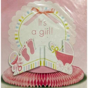 Baby Shower Honeycomb Centerpiece It's A Girl Table Top Decorations 12" Tall New - Picture 1 of 1