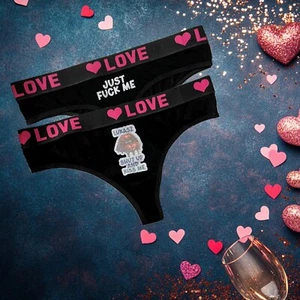 Personalised Thongs for Women Naughty Gift Valentine's Day Love Sexy Lingerie - Picture 1 of 6