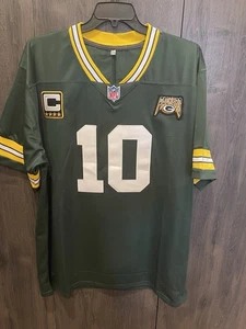 Custom Green Bay Packers Jordan Love #10 Jersey Captain Patches Vintage Logo 2XL - Picture 1 of 9