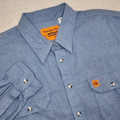 Wrangler FR Flame Resistant Riggs Work Shirt Men’s Size 3XL TALL Blue NWOT - Image 1 of 4