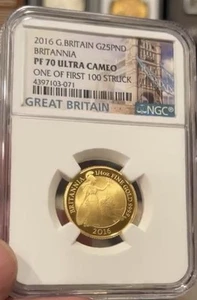 2016 GREAT BRITAIN GOLD 25 POUND GOLD NGC PF70 ULTRA CAMEO ONE OF FIRST 100 - Picture 1 of 1