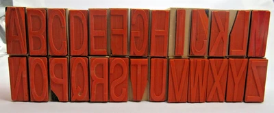 Complete Alphabet Rubber Stamp Set A-Z Wood Block Uppercase Letters 2" - Image 1 of 4