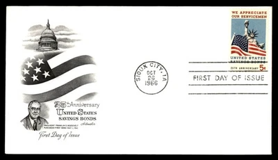 Mayfairstamps US FDC 1966 Statue Liberty Flag US Savings Bonds First Day Cover a - Image 1 of 2