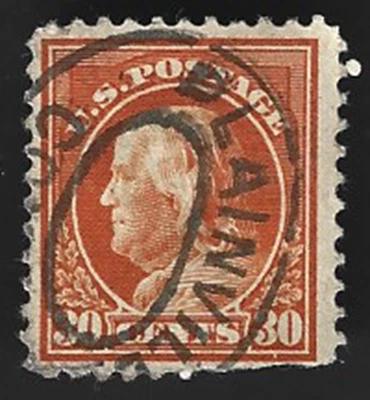 Sc# 516 30c FRANKLIN perf. 11 with PLAINVILLE CONN. Fancy Oval Cancel - (A-1) - Image 1 of 2