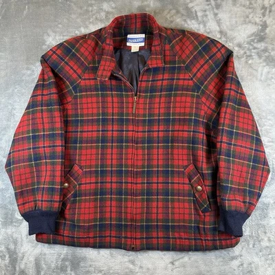 Chaqueta Pendleton de Colección para Mujer XL Roja Búfalo Bombardero a Cuadros 100% Lana Cremallera Hecha en EE. UU. Foto 1 de 4