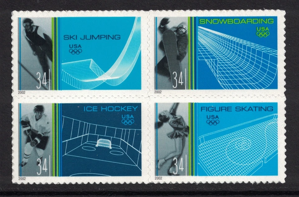 Scott 3552-55- Winter Sports, Ice Hockey- Block of 4- MNH (S/A) 34c 2002- mint - image 1 of 1