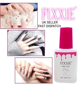 Fixxie Nail Glue Brush-On 15ml – Extra Strong Adhesive for False Nails, Tips - Picture 1 of 4
