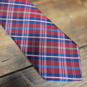 Bruno Piattelli Men's Tie Red Blue Classic Length 100% Silk Handmade - Picture 1 of 4