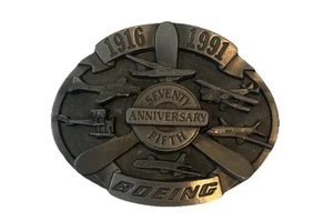 Hebilla de cinturón de aviones Boeing 75 aniversario 1991 edición limitada 0034/1991 de colección - Imagen 1 de 4
