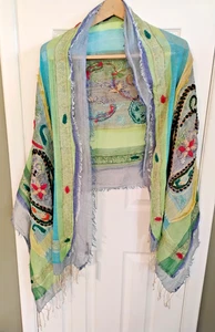 Gorgeous David Jeffery Colorful Loose Weave Scarf Boho Festival Ethnic 70"x 24" - Picture 1 of 24