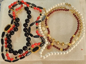 Vintage MONET NAPIER MMA Scarab Faceted Beads Beaded Necklace Jewelry Lot - Picture 1 of 12