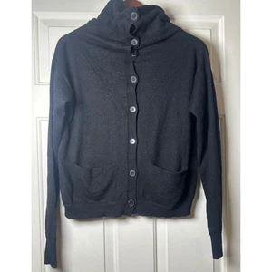 Adidas SLVR schwarz 100 % Merinowolle Knopfleiste Strickjacke Pullover hochgeschlossen Small - Bild 1 von 6